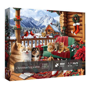 Pezzi 1000 pezzi del puzzle della cabina di tronchi di Natale